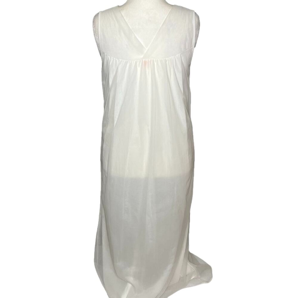 Deena Vtg Negligee Gown Maxi Chiffon Overlay Blue Embroidery Wedding 50's Large - Picture 3 of 7